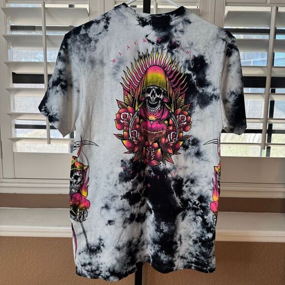 Affliction Black Label Black And White Tie Dye Sacred Earth Shirt Size Medium - Picture 5 of 6